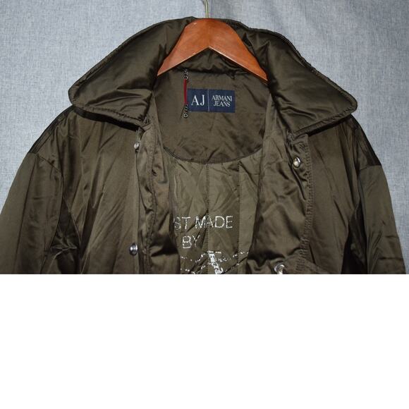 Armani Jeans AJ Olive Green Quilted Long Coat Jacket Men’s Size Large - Picture 2 of 5